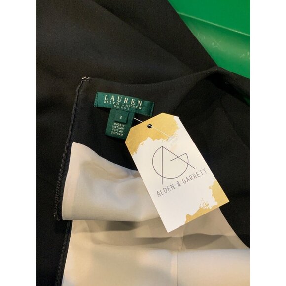 Lauren Ralph Lauren Blue, Black & White Color Block Sleeveless Dress, Size 2 - Picture 5 of 5